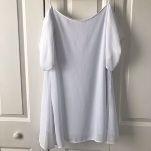 Cold shoulder chiffon shift dress
